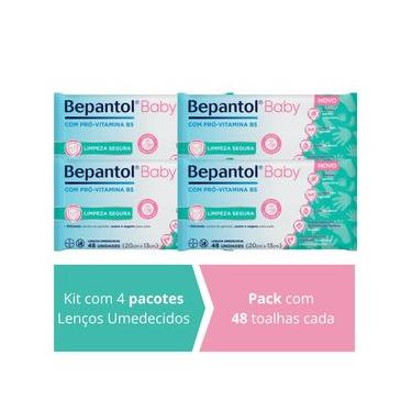 Imagem de Kit 4 Lenços Umedecidos Proteção Antibac 48un cada Bepantol