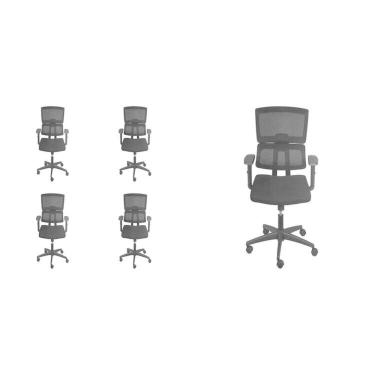 Imagem de Kit 5 Cadeiras Escritório Diretor Ergonômica Nr17 Tela Mesh Atlanta Preto