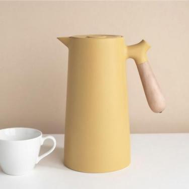 Imagem de Garrafa Térmica Wood Nórdica 1L Cabo Madeira Para Café Chá Água Design