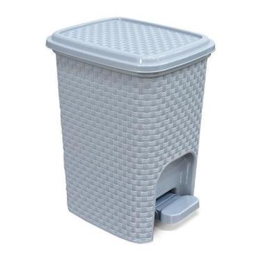 Imagem de Lixeira 7 Litros Rattan Com Pedal Montada Cinza 25738PM Arqplast