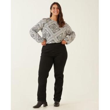 Imagem de Calça Reta Básica Feminina Plus Size Cintura Média Em Algodão - Malwee