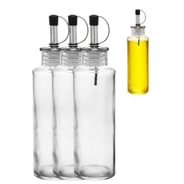 Imagem de 3 Garrafas para Azeite Vidro 165ml com Dosador Preciso - Wolf
