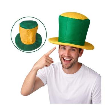 Imagem de Kit 2 Chapéu Cartola Brasil Lisa Torcida Verde e Amarelo Jogos Copa do