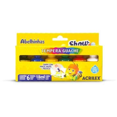 Imagem de Tinta Guache SHOW Color 18ML com Pincel - 6 Cores, Caixa com 3 KITS - 
