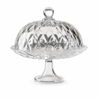 Imagem de Prato Sobremesa Doce Torta Salgado Cristal Boleira Redonda Com Tampa C