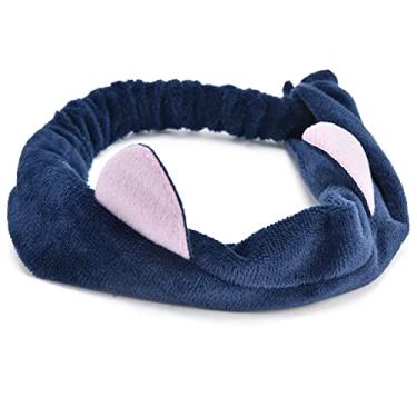 Imagem de Faixa de cabeça para maquiagem, faixa de cabelo feminina de pelúcia Puerpera fofa de desenho animado de gato, lavável e reutilizável, para ioga, spa, esportes
