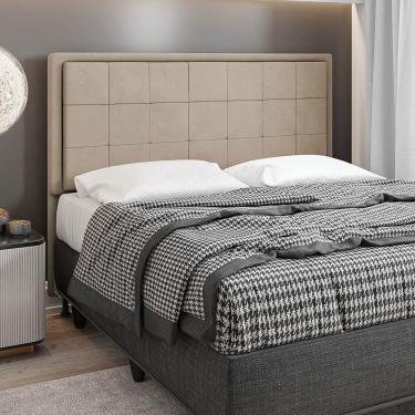 Imagem de Cabeceira Onix Cama Box King 195cm Suede Bege