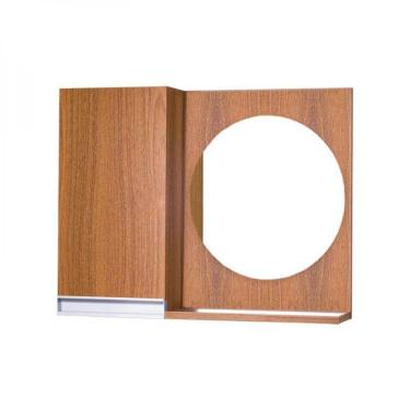 Imagem de Armário para Banheiro com Espelho Redondo Freijó com Puxador