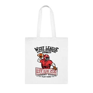 Imagem de West League Athletic Department Since 1989 Championship, Sacola Engraçada, Bolsa de Ombro, Sacolas Reutilizáveis, Cesta de Aniversário de Natal, Branco