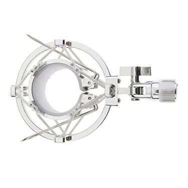 Imagem de Colaxi - Suporte Antivibração para Microfone de Mesa de 47 Mm, Suporte à Choque, Microfone Prateado