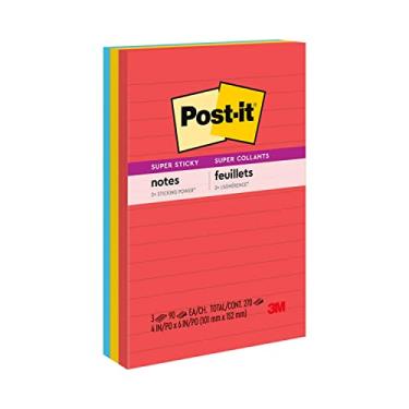 Imagem de Enchimentos Post-it 6603SSAN em cores Marraquexe, forrado, 4 x 6, 90 folhas, pacote com 3