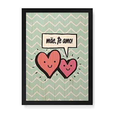 Imagem de Arte Maníacos Quadro Decorativo em Madeira Mãe Te amo Corações - 23x16,25cm (Moldura caixa em laca preta)