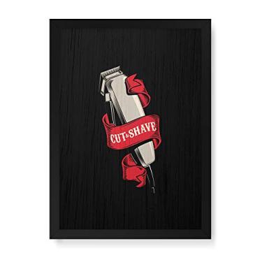 Imagem de Arte Maníacos Quadro Decorativo em Madeira Tesoura Cut E Shave - 23x16,25cm (Moldura caixa em laca preta)
