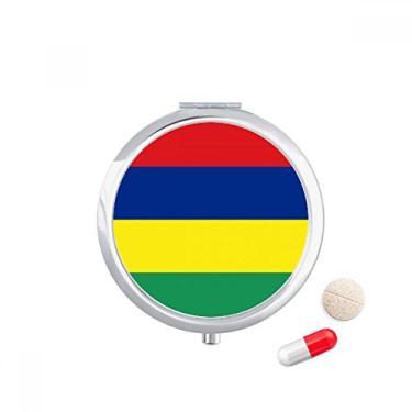 Imagem de Caixa de comprimidos de bolso com bandeira nacional da África da Maurícia, caixa de armazenamento de medicamentos