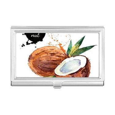 Imagem de Porta-cartões de visita em aquarela saudável Coconut Fruit Tasty