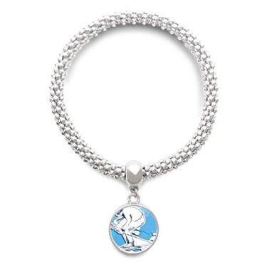 Imagem de DIYthinker Pulseira de prata com pingente de prata para esportes de inverno e snowboard, pulseira ajustável