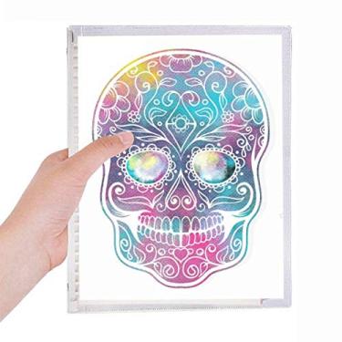 Imagem de Caderno de ilustração de crânio colorido floral circular folha solta diário recarregável papelaria diário