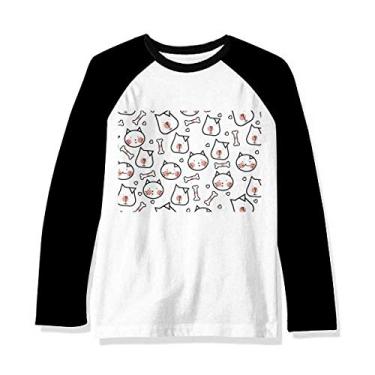 Imagem de Camiseta de manga comprida raglã com estampa de osso para cães e gatos, Multicor, M