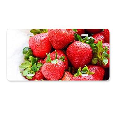 Imagem de DIYthinker Placa de carro com imagem de frutas vermelhas e morango, acessório de aço inoxidável para decoração de carro