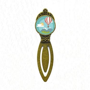 Imagem de Marcador de livro retrô com estampa de nuvem e balão de ar quente para escritório