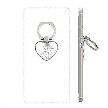 Imagem de Suporte universal de anel de telefone com flores de dente-de-leão preto e branco