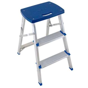 Imagem de Escada banqueta de alumínio 2 degraus + patamar - 005107 - Mor