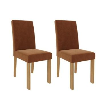 Imagem de Conjunto 2 Cadeiras Para Sala De Jantar Mdf Maia Cimol Marrom Laranja