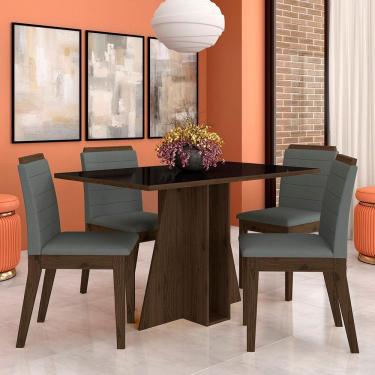 Imagem de Mesa Com 4 Cadeiras Senegal 1,36 Imbuia/preto/cinza - Móveis Arapongas