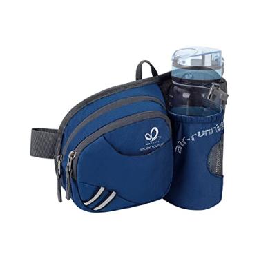 Imagem de WATERFLY Bolsa de cintura para caminhada, pochete com suporte de garrafa de água para homens, mulheres, corrida, cães, caminhadas, pode conter iPhone 8 Plus tamanho da tela 16,5 polegadas, Sapphire Blue