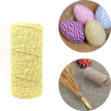 Imagem de Barbante Twine Bicolor 100 METROS Cordão De Algodão Vermelho e Branco-Barbante Decoração Artesanato (Amarelo)