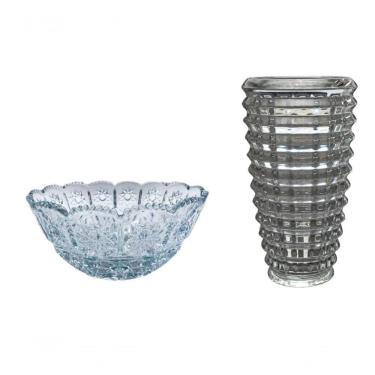 Imagem de Kit Decoração Vaso E Centro De Mesa Vidro Cristal