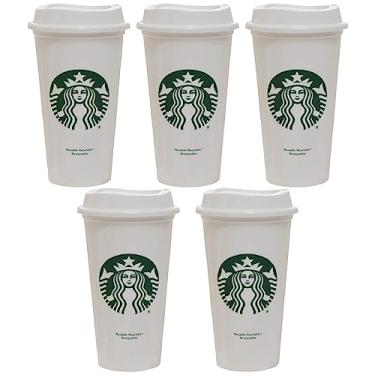 Imagem de Starbucks Conjunto de 5 copos quentes reutilizáveis de 473 ml com tampa