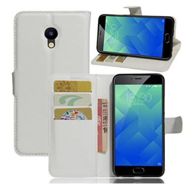 Imagem de Capa carteira MEIZU M5, capa carteira flip de couro PU premium com compartimento para cartão, suporte e fecho magnético [capa interna à prova de choque de TPU] Compatível com MEIZU M5