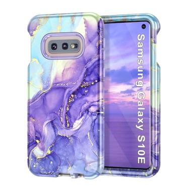 Imagem de Btscase Capa para Samsung Galaxy S10e, capa resistente de três camadas de mármore à prova de choque de corpo inteiro resistente PC rígido + TPU macio proteção contra quedas mulheres meninas capa para