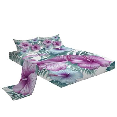 Imagem de Eojctoy Jogo de lençol King - Lençóis de cama respiráveis ultra macios - Lençóis escovados luxuosos com bolso profundo - microfibra aquarela padrão orquídea roupa de cama enrugada, cinza escuro