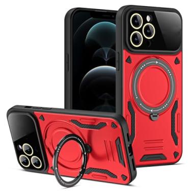Imagem de Capa de telefone magnética luxuosa com suporte giratório de 360 ° para iPhone 11 14 12 13 Pro Max para Samsung S23Ultra Plus Capa de proteção de armadura, vermelha, para iPhone 11 Pro