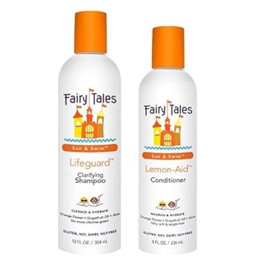Imagem de Fairy Tales Shampoo de natação de 355 ml e condicionador 236 ml para crianças | Feito com ingredientes naturais nos EUA | Shampoo de natação removedor de cloro 355 ml e condicionador