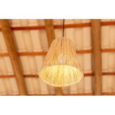 Imagem de Lustre Pendente Moderno Rustica Cone Palha De Milho 25CM