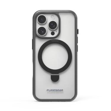 Imagem de PureGear Slim Shell Plus Kik para Apple iPhone 16 Pro (2024), compatível com carregamento MagSafe, resistente a arranhões e proteção durável, capa para iPhone 16 Pro MagSafe com suporte de anel, preto