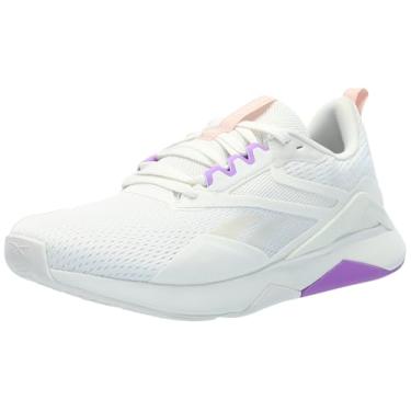 Imagem de Reebok Tênis feminino Nanoflex Trail 2, Giz/argila lavada/roxo digital, 35