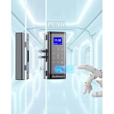 Imagem de Fechaduras de porta de vidro inteligentes, fechaduras de porta de vidro 5 em 1 com impressão digital biométrica Perfiware LG2215, sem broca, fechaduras de porta de entrada sem chave, ótimo para casa,