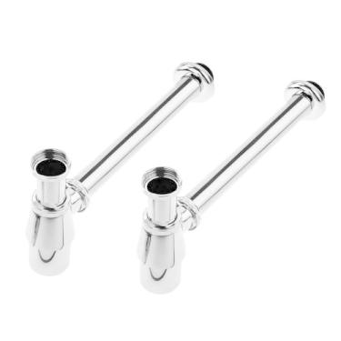Imagem de Kit 2 Sifão Pia Cozinha Americana Metal Com Copo Cr. 1.1/2x2