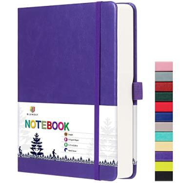 Imagem de BLUMOST Caderno de papel gráfico – Caderno de papel quadriculado A5 com 280 páginas, capa dura de 100 g/m² para estudantes de ciências de matemática, 14 cm × 21 cm - roxo