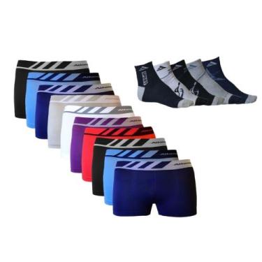 Imagem de Kit 10 Cuecas Box E Meias 12 Pares Atacado Revenda Oferta - WM, G