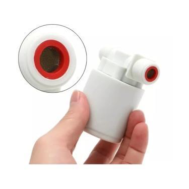 Imagem de Válvula Flutuante de Esfera Boia para Caixa D'água, Alta Vazão, 1/2 Polegada, Branca com Detalhes Vermelhos