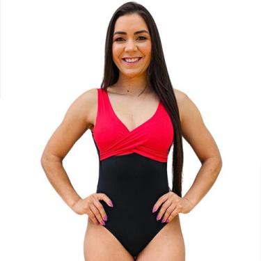 Imagem de Maiô Boddy Transpassado Chapa barriga Bicolor Bojo Removível Comportad