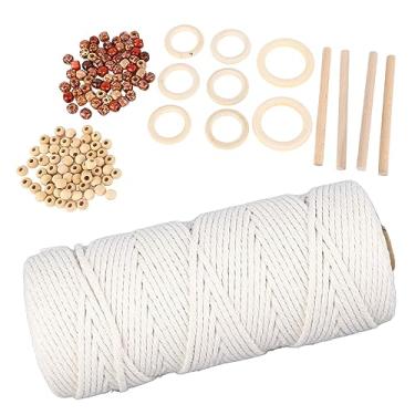 Imagem de Kits de macramê para Adultos Iniciantes Com Cordão de Algodão, Contas de Madeira, Anéis e Palitos, Materiais de Artesanato DIY Ecológicos para Pendurar na Parede, Cabides de