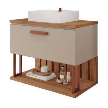 Imagem de Gabinete Para Banheiro 80 Cm 100% Mdf Nicho 1 Porta Basculante Duna Mg