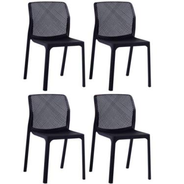 Imagem de Kit com 4 Cadeiras Capri Estrutura em Polipropileno Fratini, Preto