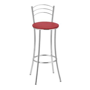 Imagem de Banqueta Alta Cromada Bc26/a A101 Treparoni, Vermelho